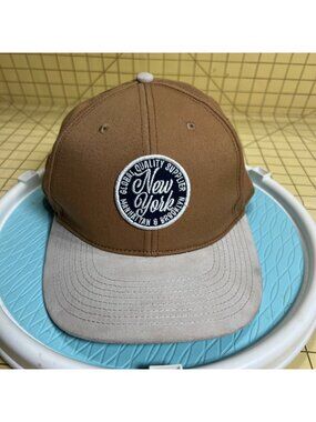 H&M Brown & Beige Baseball Cap With "New York" Patch Adjustable Fit Casual Style